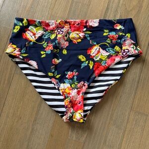 Rad Swim Reversible Floral/Striped Bottoms